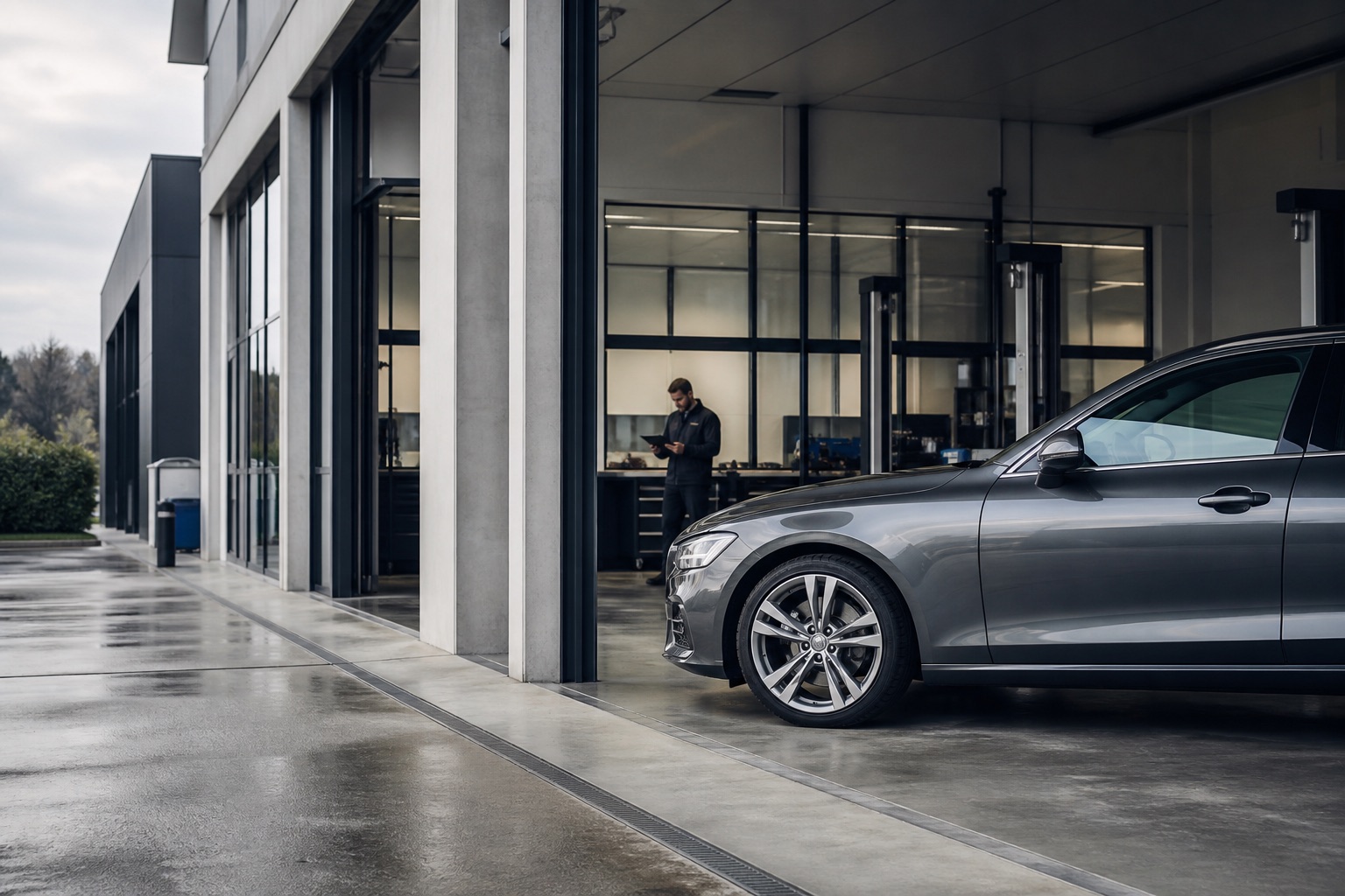 A modern independent dealership vehicle handover bay